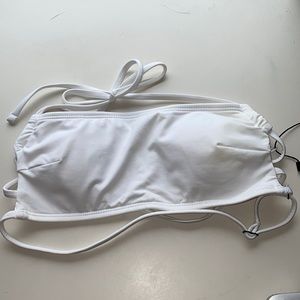 white strappy bandeau bikini top